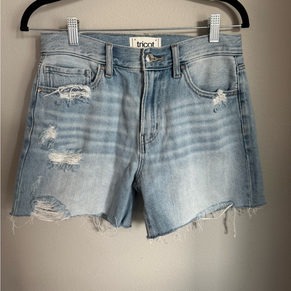 Tricot Light Blue Distressed Denim Shorts